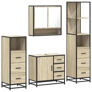 vidaXL 4 Piece Bathroom Furniture Set Sonoma Oak Engineered Wood