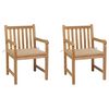 vidaXL Garden Chairs 2 pcs with Beige Cushions Solid Teak Wood