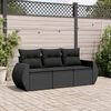 vidaXL 3 Piece Garden Sofa Set with Cushions Black Poly Rattan
