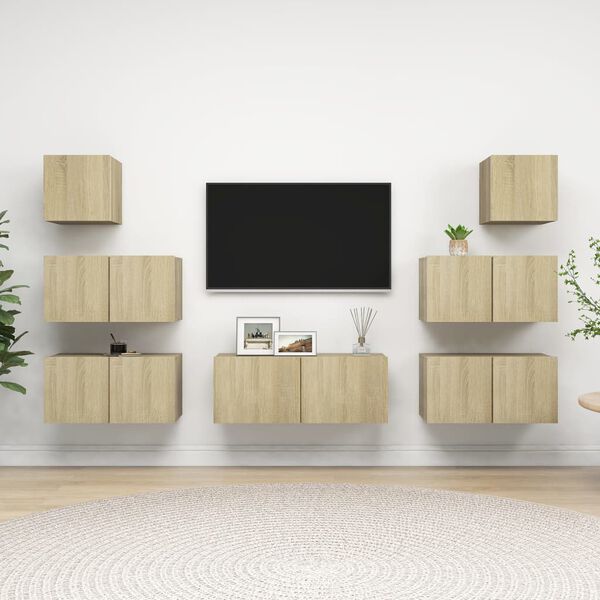 vidaXL 7 Piece TV Cabinet Set Sonoma Oak Engineered Wood