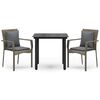 vidaXL 3 Piece Garden Dining Set with Cushions Black and Grey Poly Rattan