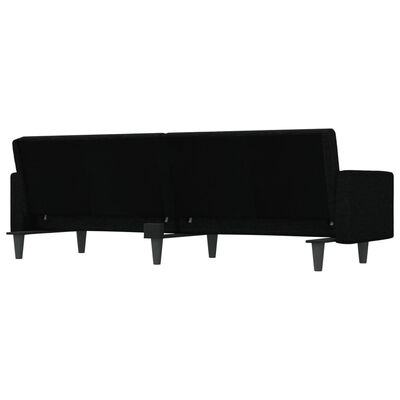 vidaXL Sofa Bed with Cushions Black Fabric