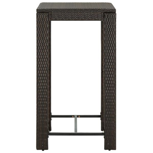 vidaXL Garden Bar Table Brown 60.5x60.5x110.5 cm Poly Rattan