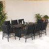 vidaXL 9 Piece Garden Dining Set with Cushions Black Poly Rattan
