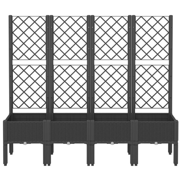 vidaXL Garden Planter with Trellis Black 160x40x142 cm PP