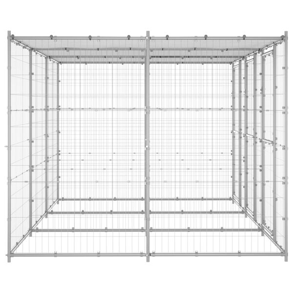 vidaXL Outdoor Dog Kennel Galvanised Steel with Roof 7.26 m&sup2;