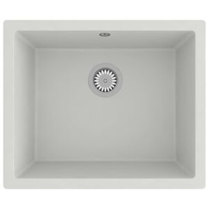 vidaXL Kitchen Sink with Overflow Hole White Granite
