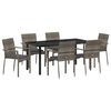 vidaXL Garden Dining Set 7 pcs Grey Poly Rattan