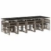 vidaXL 15 Piece Garden Dining Set with Cushions Grey Poly Rattan