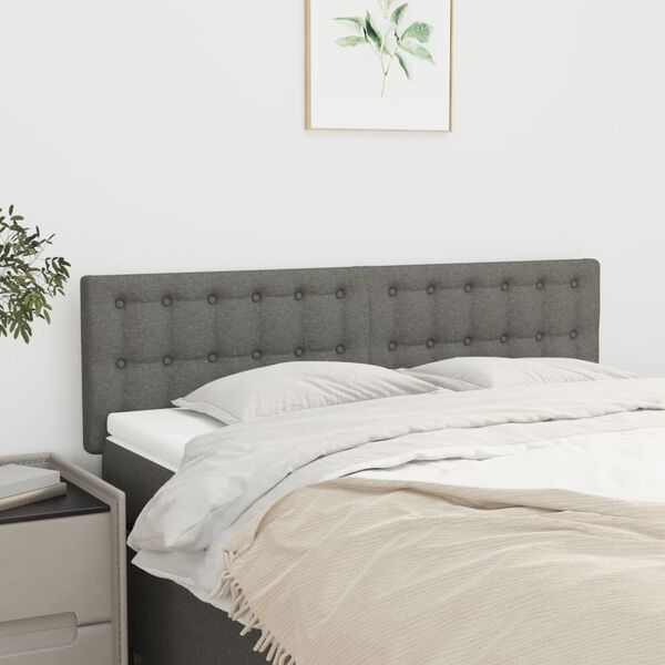 vidaXL Headboards Dark Grey 144x5x78/88 cm Fabric