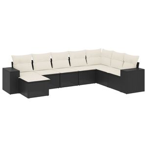 vidaXL 8 Piece Garden Sofa Set with Cushions Black Poly Rattan