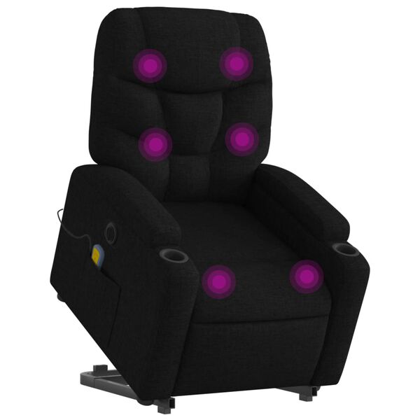 vidaXL Electric Stand up Massage Recliner Chair Black Fabric