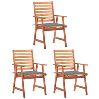 vidaXL Outdoor Dining Chairs 3 pcs with Cushions Solid Acacia Wood
