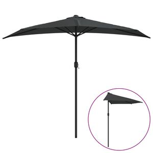 vidaXL Garden Parasol with Aluminium Pole Anthracite 270x144 cm Half