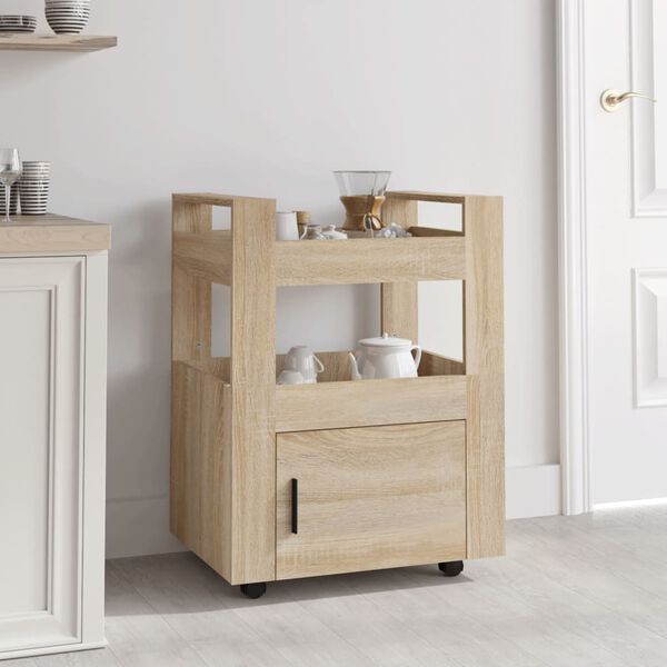 vidaXL Kitchen Trolley Sonoma Oak 60x45x80 cm Engineered Wood