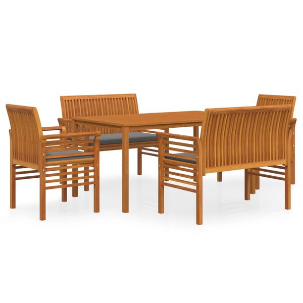 vidaXL 5 Piece Outdoor Dining Set with Cushions Solid Wood Acacia