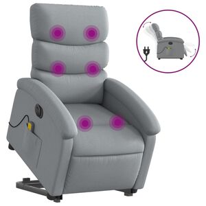 vidaXL Electric Stand up Massage Recliner Chair Light Grey Fabric