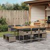 vidaXL 11 Piece Garden Dining Set with Cushions Grey Poly Rattan