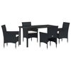 vidaXL Garden Dining Set 5 pcs Black Poly Rattan