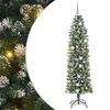vidaXL Artificial Slim Christmas Tree Green and White 210 cm