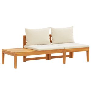vidaXL Garden Bench with Table Cream White Cushions Solid Acacia Wood