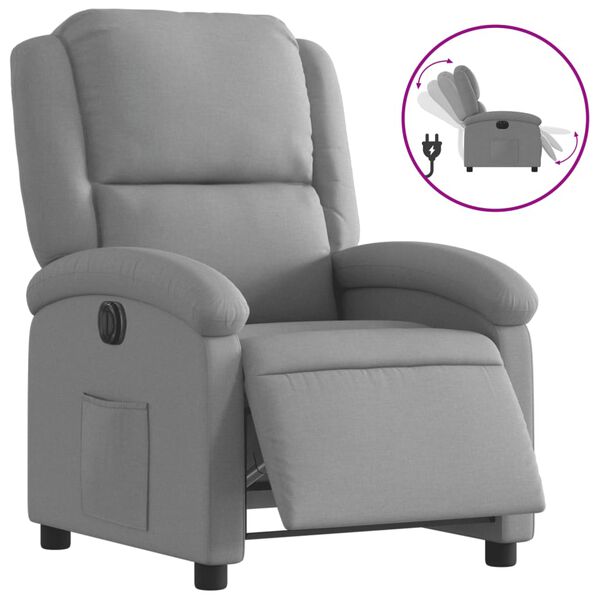 vidaXL Electric Recliner Chair Light Grey Fabric