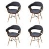 vidaXL Dining Chairs 4 pcs Dark Grey Bent Wood and Fabric