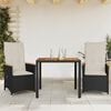vidaXL 3 Piece Bistro Set with Cushions Black Poly Rattan