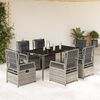 vidaXL 7 Piece Garden Dining Set with Cushions Grey Poly Rattan