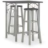 vidaXL 3 Piece Bar Set Wood and Steel Black