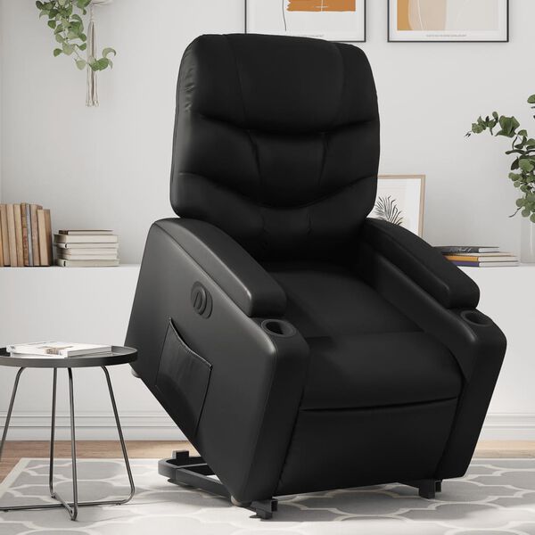 vidaXL Electric Stand up Recliner Chair Black Faux Leather