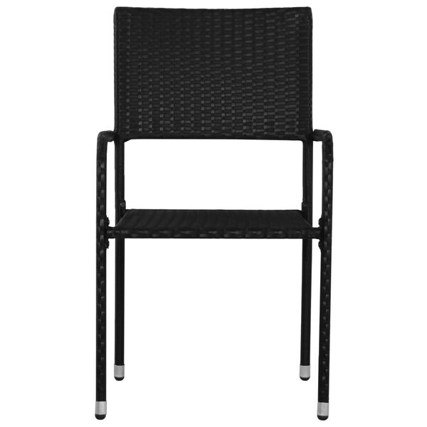 vidaXL Garden Dining Chairs 4 pcs Stackable Black Poly Rattan