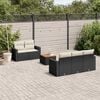 vidaXL 6 Piece Garden Sofa Set with Cushions Black Poly Rattan