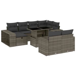 vidaXL 11 Piece Garden Sofa Set with Cushions Grey Poly Rattan