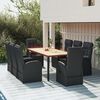 vidaXL 9 Piece Garden Dining Set with Cushions Black Poly Rattan