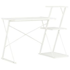 vidaXL Desk | White | Engineered wood with PVC coating, Powder-Coated Steel