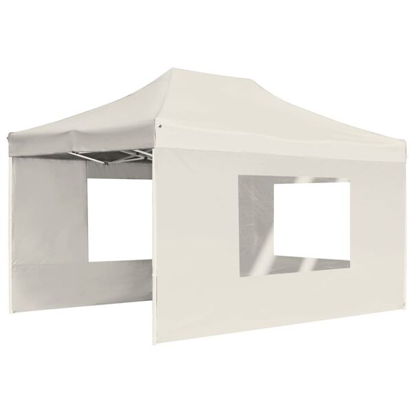 vidaXL Professional Folding Party Tent with Walls Aluminium 4.5x3 m Cream
