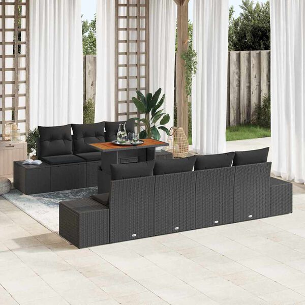 vidaXL Garden Dining Set with Cushion Manual 8 pcs Black and Brown