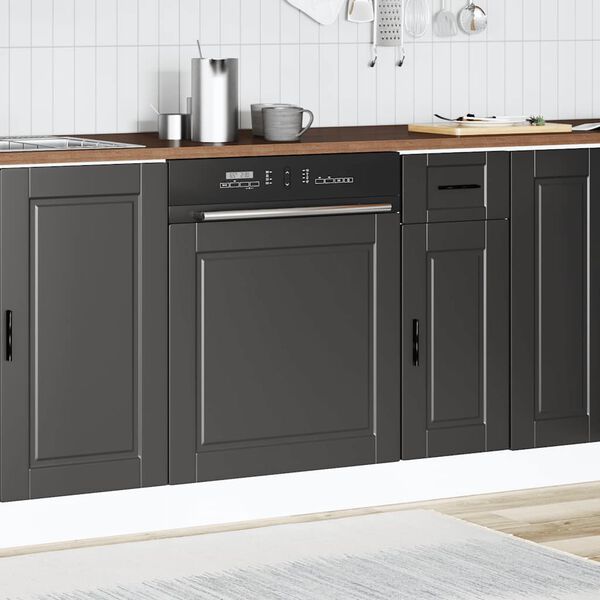 vidaXL Dishwasher Panel Porto Black 60x1.5x57 cm Engineered Wood