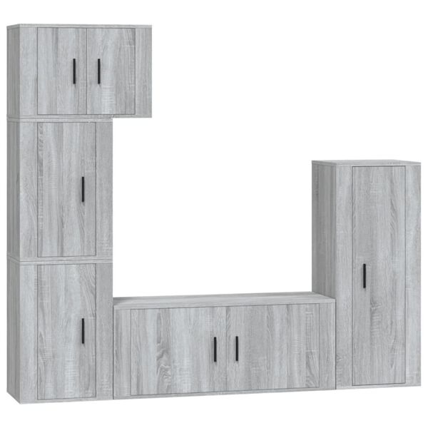 vidaXL 5 Piece TV Cabinet Set Grey Sonoma Engineered Wood