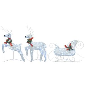 vidaXL Reindeer And Sleigh Christmas Decoration | Set of 2 | Silver, Red
