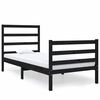vidaXL Bed Frame without Mattress Black Solid Wood Single