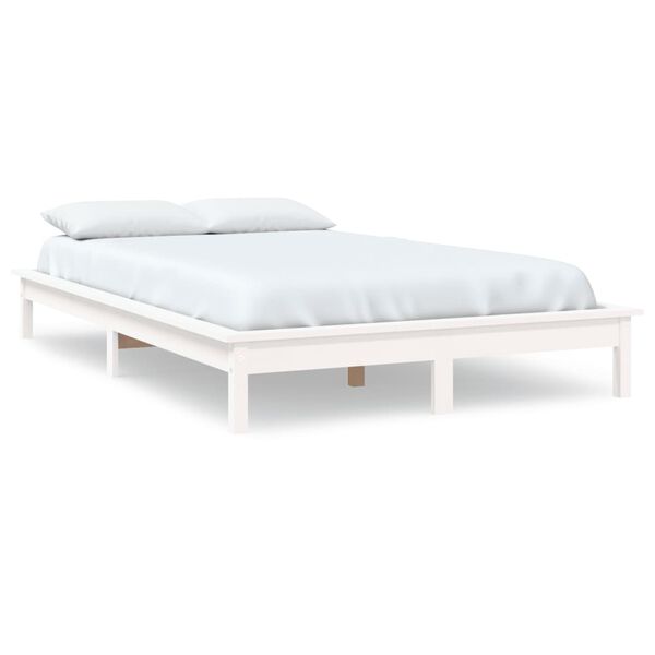 vidaXL Bed Frame without Mattress White Solid Wood Pine King Size