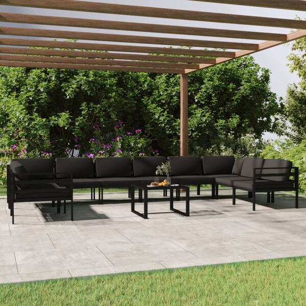 vidaXL 11 Piece Garden Lounge Set with Cushions Aluminium Anthracite