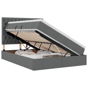 vidaXL LED Storage Bed with Mattress Dark Grey 137 x 190 cm Fabric