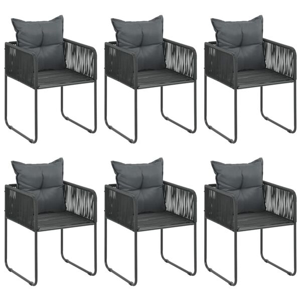 vidaXL 7 Piece Garden Dining Set PVC Rattan Black