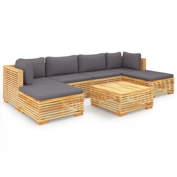 vidaXL 7 Piece Garden Lounge Set with Cushions Solid Teak Wood