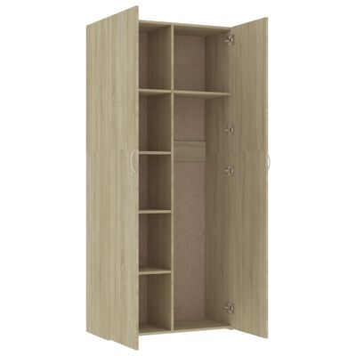 vidaXL Storage Cabinet Sonoma Oak 80x35.5x180 cm Engineered Wood
