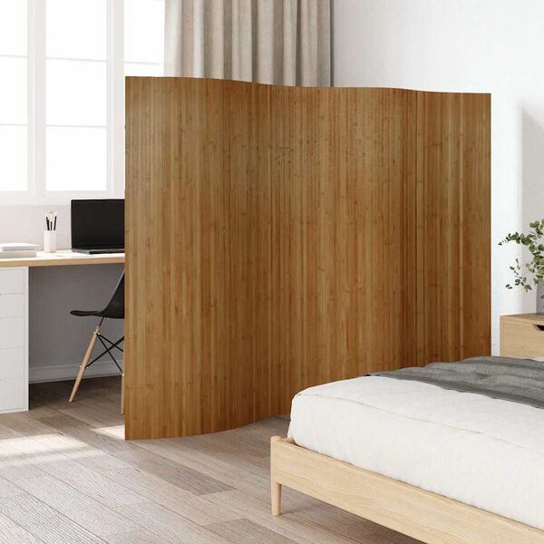 vidaXL Room Divider Brown Width 250 cm Height 165 cm Bamboo