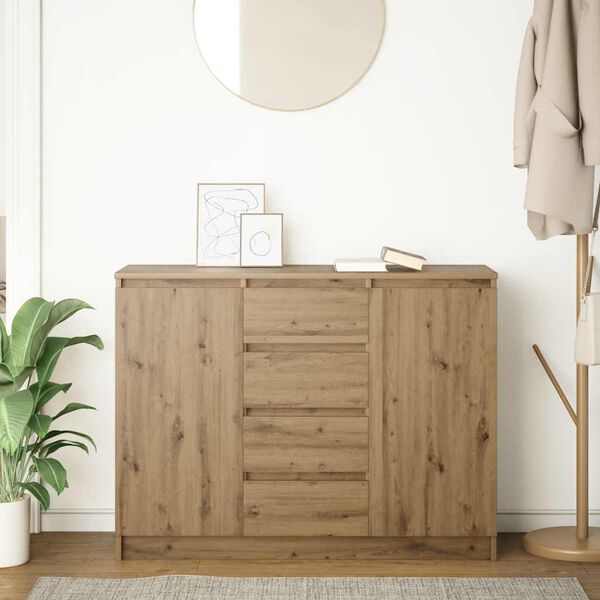 vidaXL Sideboard with Drawers Artisan Oak 100.5x35x76 cm Engineered Wood